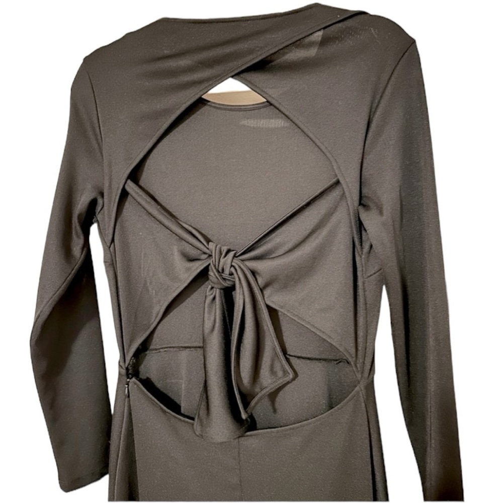 & Other Stories Black Open-Back Midi Dress